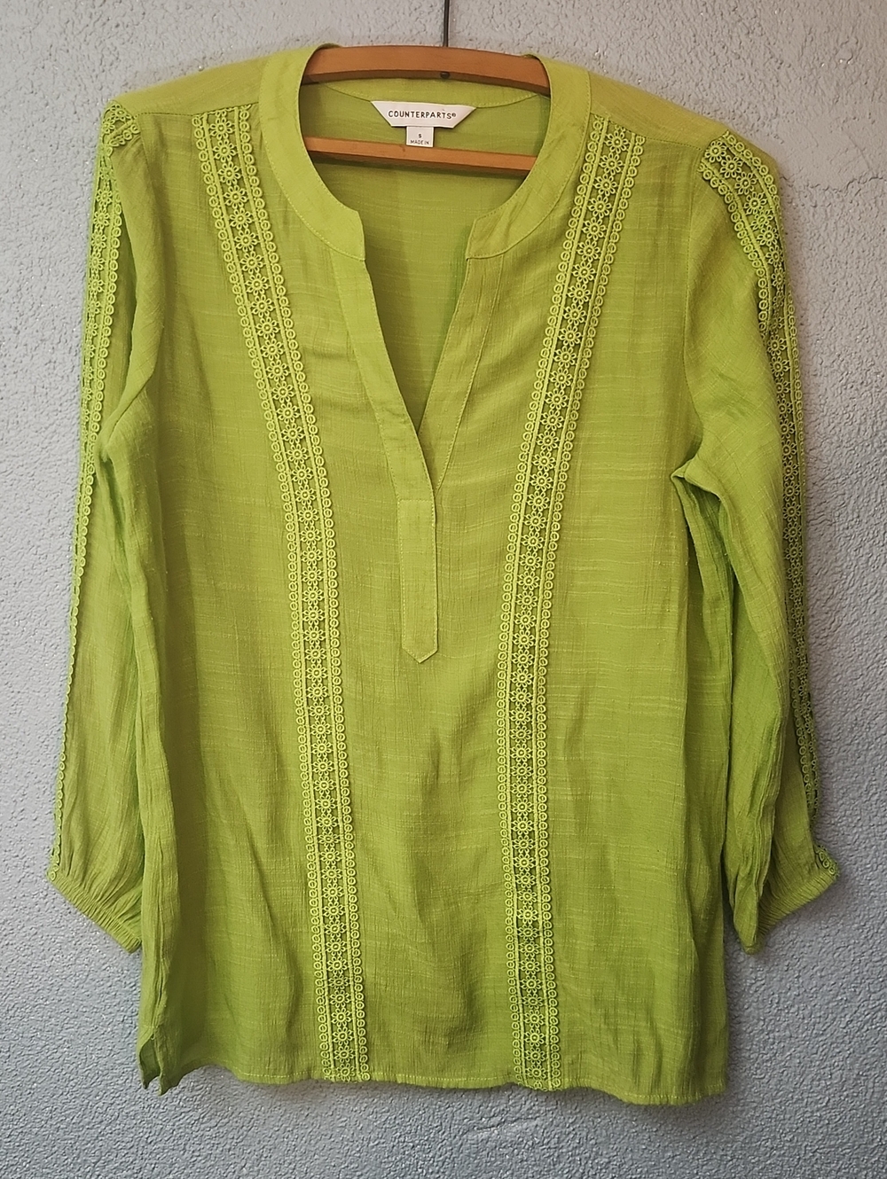 Counterparts Bright Lime Green Top with Lace
